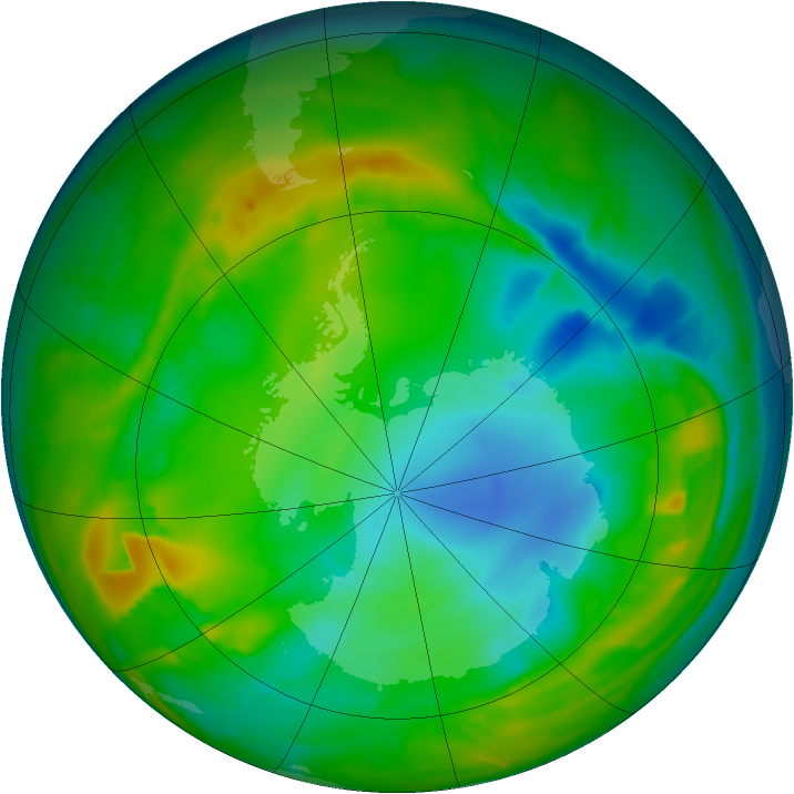 Antarctic ozone map for 28 July 2010
